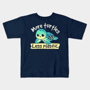 More turtles less plastic Kids T-Shirt